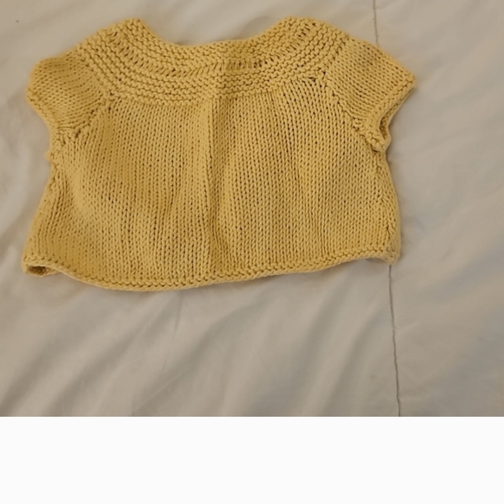 Hand-Knit Yellow Baby Cardigan - Picture 2 of 2